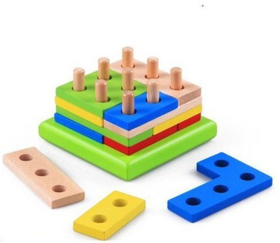 

Authfort Intelligence Geometry Assembly Building Wooden block(Multicolor)