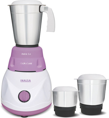 

Inalsa Astra LX 600 W Mixer Grinder(White & Purple, 3 Jars)