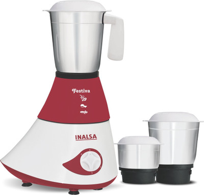

Inalsa Festiva 750 W Mixer Grinder(Maroon, White, 3 Jars)