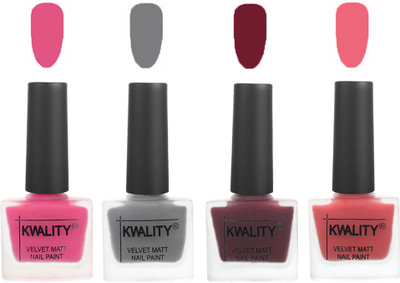 

Kwality Velvet Dull Matte Nail Polish Pink Mania,Grey,Maroon,Nude Pink(Pack of 4)