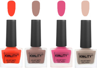 

Kwality Velvet Dull Matte Nail Polish Candy Orange,Salmon Run,Pink Mania,Light Baby Nude(Pack of 4)