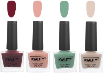 

Kwality Velvet Dull Matte Nail Polish Maroon,Salmon Pink,Mischievous Mint,Light Beige(Pack of 4)