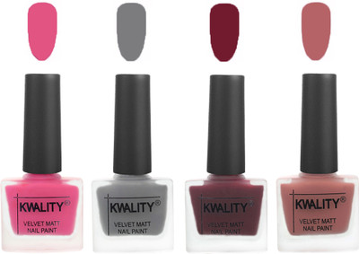 

Kwality Velvet Dull Matte Nail Polish Pink Mania,Grey,Maroon,Dark Nude(Pack of 4)