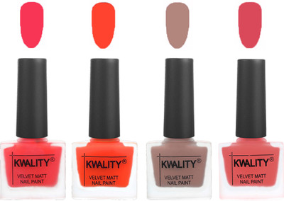 

Kwality Velvet Dull Matte Nail Polish Pink Mania,Candy Orange,Salmon Run,Baby Pink(Pack of 4)