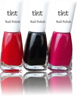 

Tint Nail polish Red, Black, Dark Pink set of 3 Black(Pack of 3)
