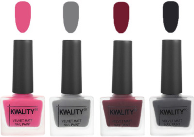 

Kwality Velvet Dull Matte Nail Polish Pink Mania,Grey,Maroon,Dark Grey(Pack of 4)