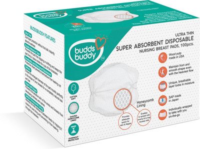 

Buddsbuddy Ultra thin super absorbent disposable Nursing Breast Pads 100pcs White 25% Extra BB7030 Nursing Breast Pad(Pack of 100)