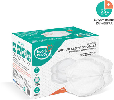 

Buddsbuddy Ultra thin super absorbent disposable Nursing Breast Pads 100pcs White 25% Extra,BB7030 Nursing Breast Pad(Pack of 100)