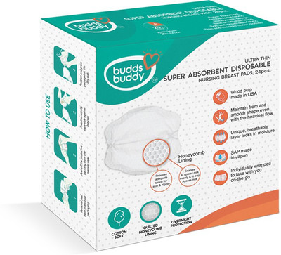 

Buddsbuddy Ultra thin super absorbent disposable Nursing Breast Pads 24pcs White 20% Extra Nursing Breast Pad(Pack of 24)