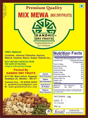 

Gandhi Dry Fruits GIFT PACK DRY FRUITS PLATTER - Almonds , Cashew , Raisins , Pistachio , Dried Apricots & Walnuts(2 kg, Box)
