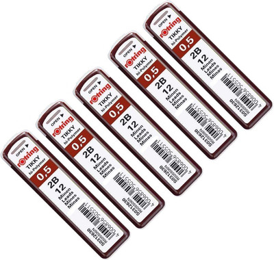 

rotring 0.5 2B HI-Polymer Leads Set of 5 Tubes - Each Tube Contains 12 Leads - (Total 60 Leads) Pencil(Brown)