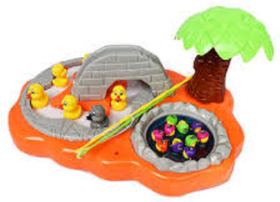 

WAMA RETAILS Fish Hunting Game Comes with 10 Fishes, 2 Fishing Rods, 7 Ducks, Two Ponds a Tree and a Platform Including a Bridge, for Kids Above 3 Years Multi-Color Group Game.