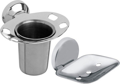 

Meded Stainless Steel Bathroom Tumbler Holder and Kitchen Counter/Sink Soap Dish with Self Draining Soap Saver Design Combo Pack(Steel)