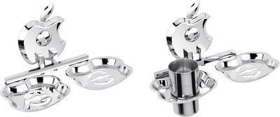

Easyhome Furnish 2 Pieces Bathroom Accessories(1-Double Soap Dish,1-Soap Dish with Tumbler Holder)-Apple Series(Glossy Silver)
