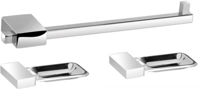 

Easyhome Furnish 3 Pieces Bathroom Accessories-(1-Towel Ring, 2-Soap Dish)-Nexon Series(Glossy Silver)