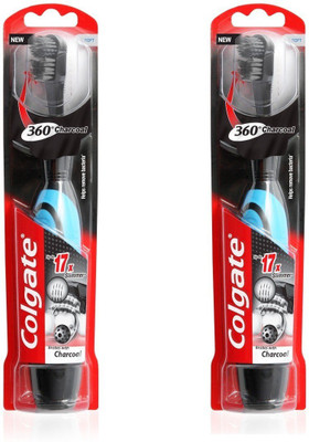 

Colgate COLGATE® 360° CHARCOAL BATTERY OPERATED TOOTHBRUSH REPLACEABLE HEAD & BATTERIES. Soft Toothbrush(Pack of 2)