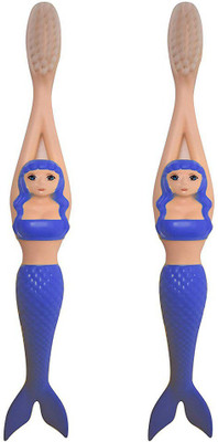 

Jigi Plastic Mermaid Tooth Brush For Kids Set Of 2 (Blue_Free Size) Soft Toothbrush(Pack of 2)