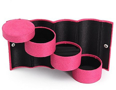 

Snazzynest Portable Mini 3 Layers Round Jewelry Cosmetic Box Organizer for Girls and Women (Pink/Red) ornament box Vanity Box(Pink)