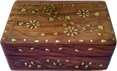 

Top Craft India Wooden Jewellery Box Vanity Box WJB-02 Jewellery, Makeup Vanity Box(Brown, Golden)