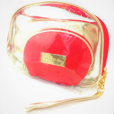 

shamax RED 3 P.C. SET COSMETIC BAG POUCH Vanity Box(Red)