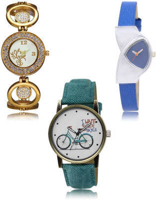 Red Robin LR-204-208-229 Premium Quality Collection Latest Set of 3 Stylish Attractive Professional Designer Combo Analog Watch - For Women