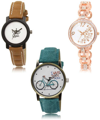 Red Robin LR-209-210-229 Premium Quality Collection Latest Set of 3 Stylish Attractive Professional Designer Combo Analog Watch - For Women