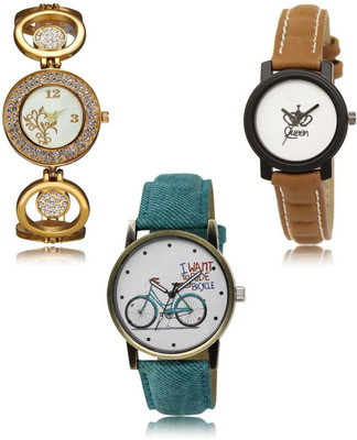 Red Robin LR-204-209-229 Premium Quality Collection Latest Set of 3 Stylish Attractive Professional Designer Combo Analog Watch - For Women
