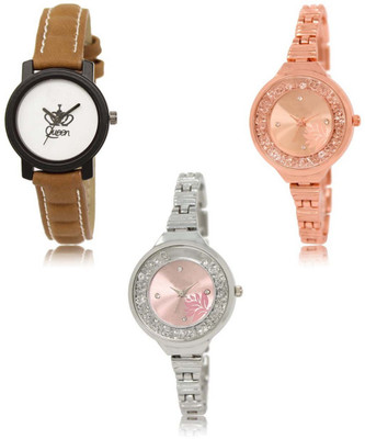 Red Robin LR-209-225-229 Premium Quality Collection Latest Set of 3 Stylish Attractive Professional Designer Combo Analog Watch - For Women