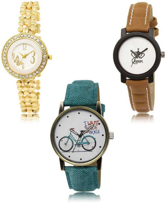 Red Robin LR-203-209-229 Premium Quality Collection Latest Set of 3 Stylish Attractive Professional Designer Combo Analog Watch - For Women