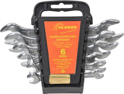 Globus DOE06R DOUBLE OPEN AND SPANNER SET/ 6 PCS IN PLASTIC RAKE Double Sided Open End Wrench(Pack of 6)