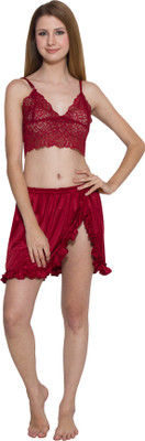 

Kismat Fashion Women Solid Maroon Night Suit Set