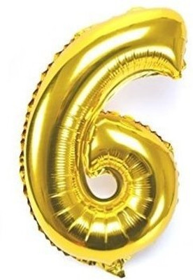 

Party Anthem Solid 6 Number Gold Foil Balloon(Gold, Pack of 1)