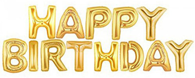 

Riit Solid Happy Birthday Foil Balloon for Birthday Decoration (Pack of 13 Letter, Gold) Letter Balloon(Gold, Pack of 1)