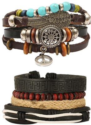 ZIVOM Leather Bracelet Set(Pack of 2)