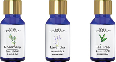 

Sage Apothecary Essential Oil Combo 3 in 1 pack (Tea Tree, Lavender & Rosemary)│100% pure(10 ml)