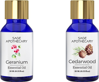 

Sage Apothecary Essential Oil Combo 2 in 1 pack (Geranium & Cedarwood)│100% pure(10 ml)