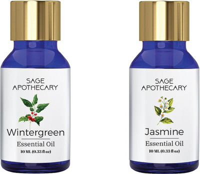 

Sage Apothecary Essential Oil Combo 2 in 1 pack (Jasmine & Wintergreen)│100% pure(10 ml)