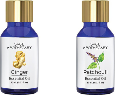 

Sage Apothecary Essential Oil Combo 2 in 1 pack (Ginger & Patchouli)│100% pure(10 ml)