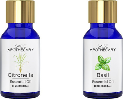 

Sage Apothecary Essential Oil Combo 2 in 1 pack (Citronella & Basil)│100% pure(10 ml)