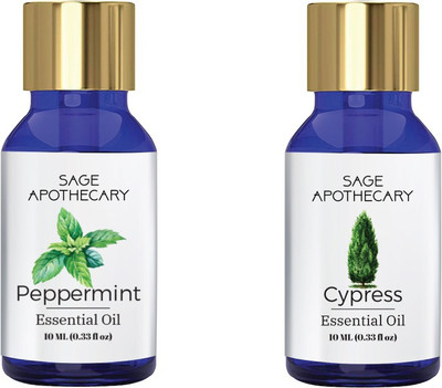 

Sage Apothecary Essential Oil Combo 2 in 1 pack (Peppermint & Cypress)│100% pure(10 ml)
