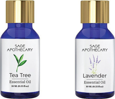 

Sage Apothecary Essential Oil Combo 2 in 1 pack (Tea Tree & Lavender)│100% pure(10 ml)