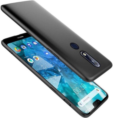 sadgatih Back Cover for NOKIA 7.1 ( BLACK ,SOFT ,PLAIN CASE )(Black, Dual Protection, Silicon, Pack of: 1)
