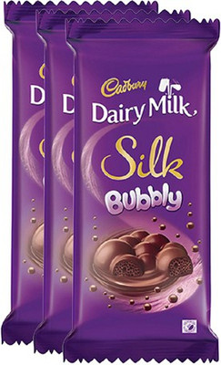 

Cadbury Dairy Milk Silk Bubbly Chocolate Bar, 120g – Pack of 3 Bars(Pack of 3, 360 g)