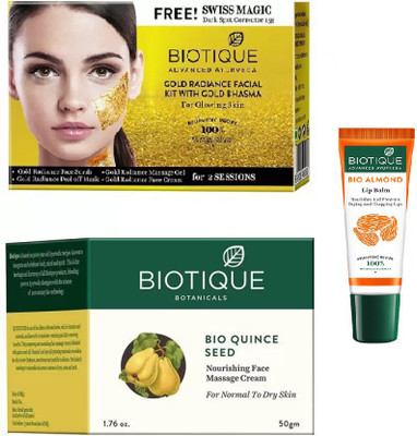 

BIOTIQUE BIO Gold Radiance Facial Kit, Bio Saffron Dew Youthful Nourishing Day Cream , LIP BALM(Set of 3)