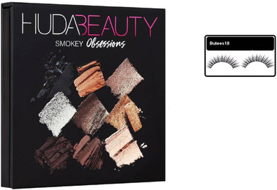 

Butees18 Huda Beauty Combo Of Smokey_Eyeshadow 9 g With 1 Pair Eyelashes(Set of 2)