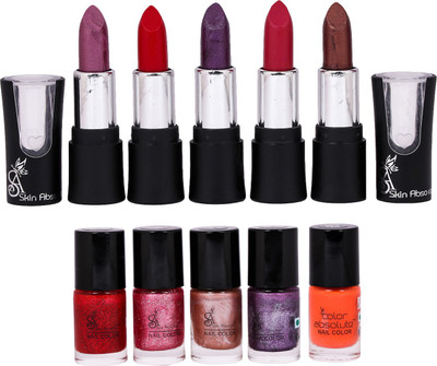 

Skin Absolute 5 Lucky Lip & Nail Paint (pack of 10) Combo(Set of 10)