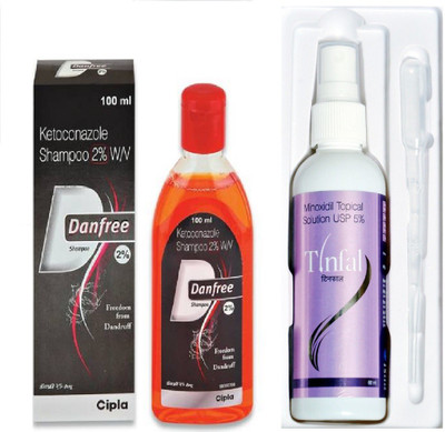 Danfree 2% Medicated anti dandruff And Antifungal Shampoo With Tinfal hair loss solution(Set of 2)