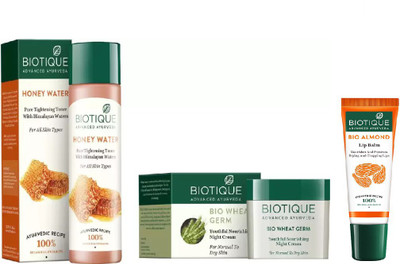 

BIOTIQUE BIO Honey Water Clarifying Toner, Bio Wheat Germ Night Cream , LIP BALM(Set of 3)
