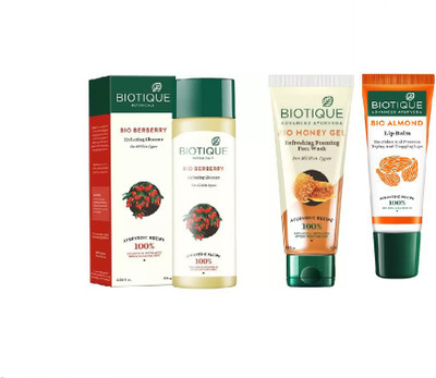 

BIOTIQUE BIO Berberry Hydrating Cleanser, Bio Honey Gel Refreshing Foaming Face Wash , LIP BALM(Set of 3)