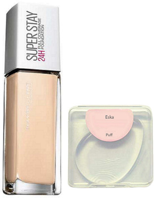 

eska Silicon Puff&Maybelline New York Superstay 24H Full Coverage Foundation(Set of 2)